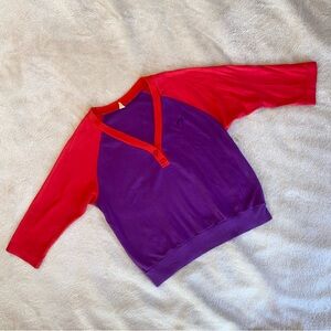 Hang Ten vintage 70s/80s raglan split v neck retro colorblock baseball tee